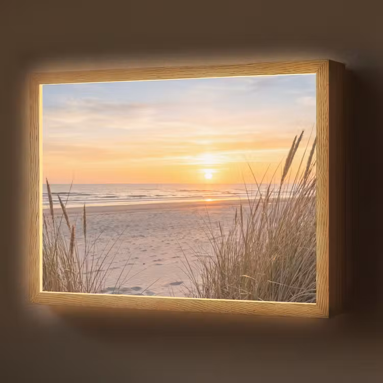 Zonsondergang - Duinen - Zee Light Box met batterij (Wandlamp) middel -z3d_website
