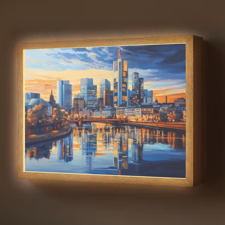 Zonsondergang Frankfurt - Stad - Skyline - Water Light Box met batterij (Wandlamp) middel -z3d_website