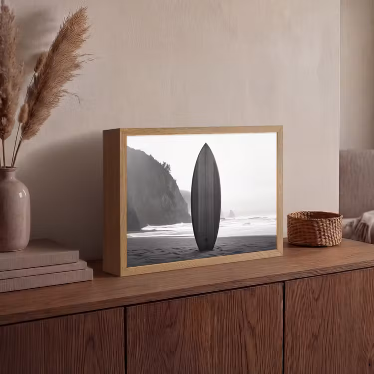Surfplank - Zand - Zee Light Box met batterij (Wandlamp) middel -sfeer2
