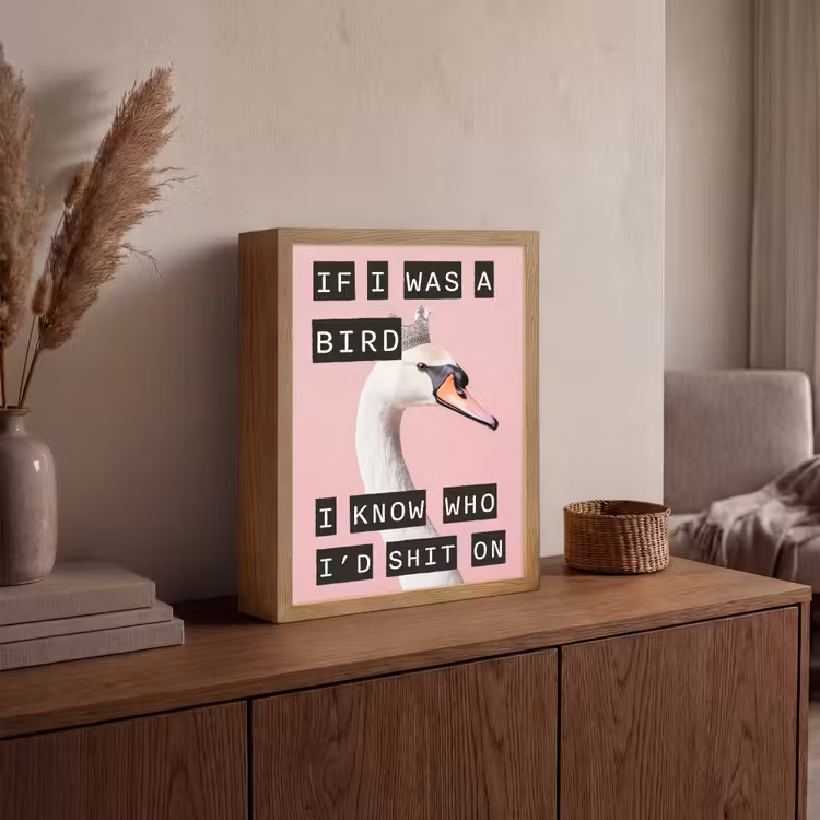 Zwaan - Vogel - Decoratie - Roze Light Box met batterij (Wandlamp) middel -sfeer2