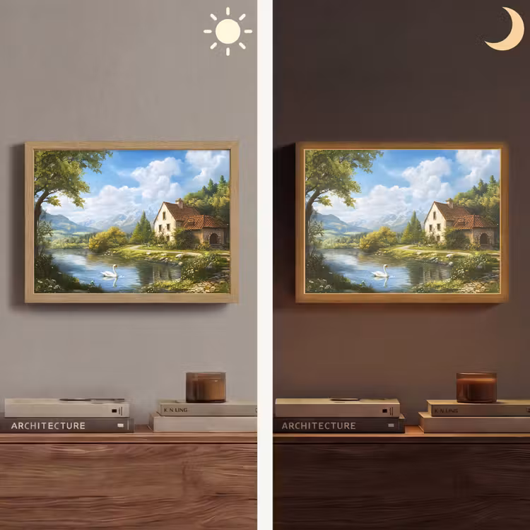 Zwaan - Bomen - Rust Light Box met batterij (Wandlamp) middel -sfeer3