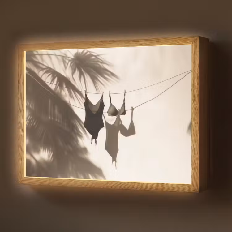 Badkleding - Palmbomen - Schaduw - Tropisch Light Box met batterij (Wandlamp) middel -z3d_website