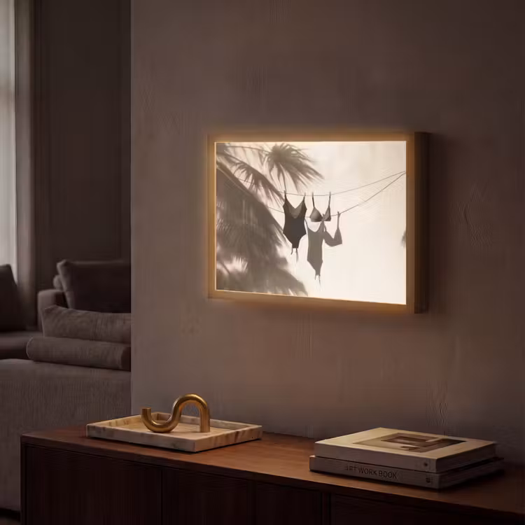 Badkleding - Palmbomen - Schaduw - Tropisch Light Box met batterij (Wandlamp) middel -sfeer1