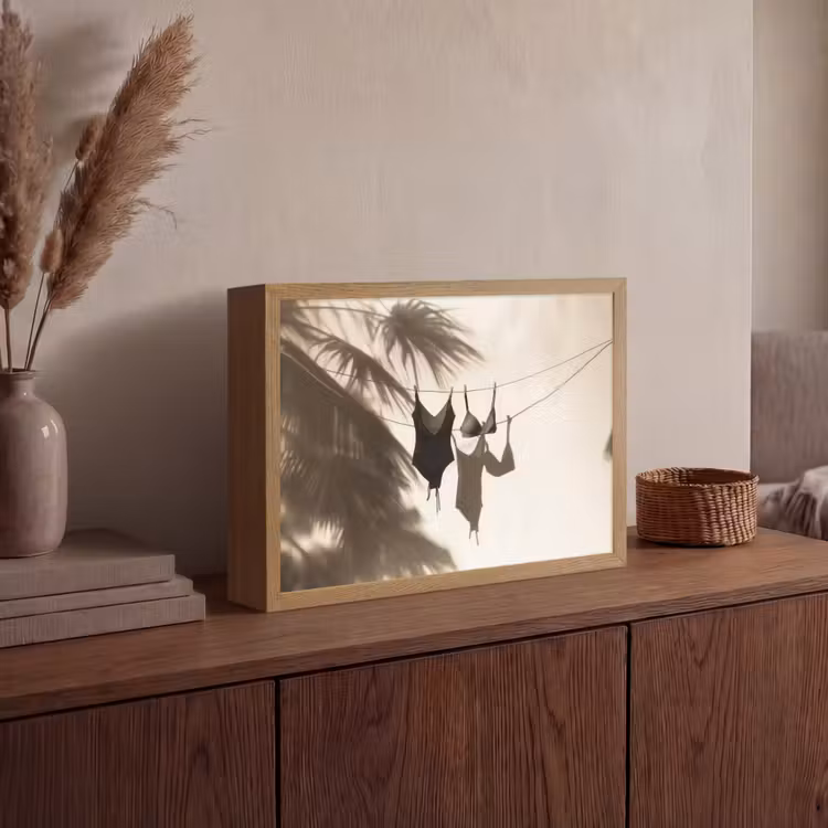 Badkleding - Palmbomen - Schaduw - Tropisch Light Box met batterij (Wandlamp) middel -sfeer2