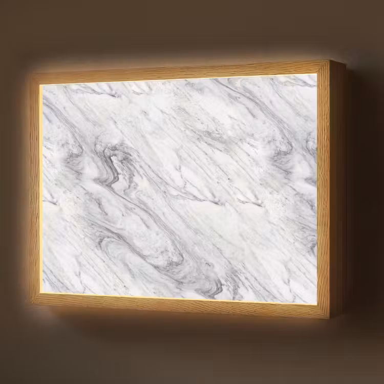 Wervelende - Grijsstructuur - Marmer - Wit Light Box met batterij (Wandlamp) middel 907 -z3d_website