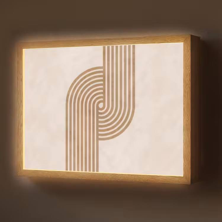 Symmetrische bocht - Koperkleurig Light Box met batterij (Wandlamp) middel -z3d_website