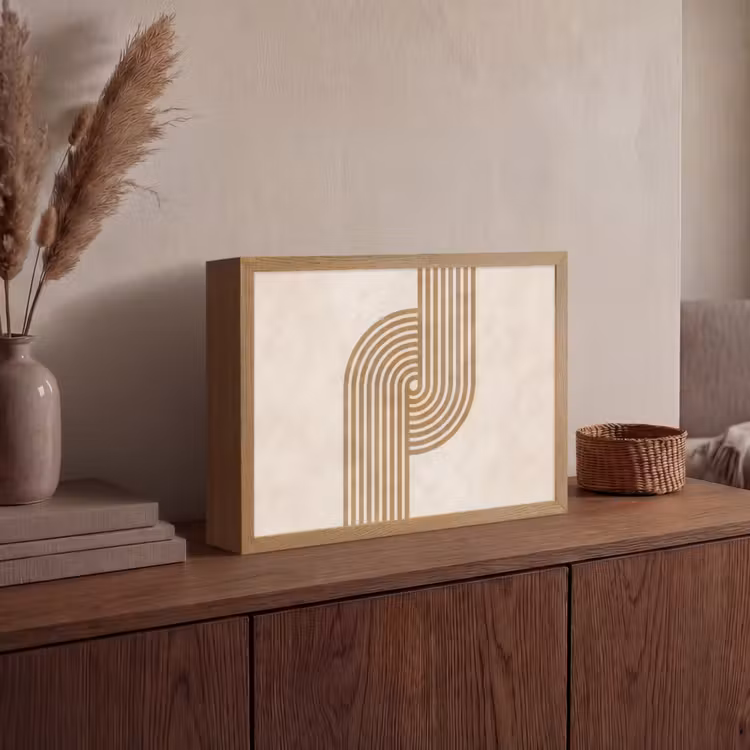 Symmetrische bocht - Koperkleurig Light Box met batterij (Wandlamp) middel -sfeer2
