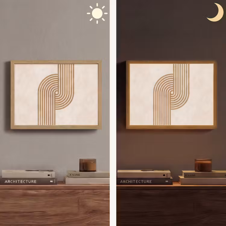 Symmetrische bocht - Koperkleurig Light Box met batterij (Wandlamp) middel -sfeer3