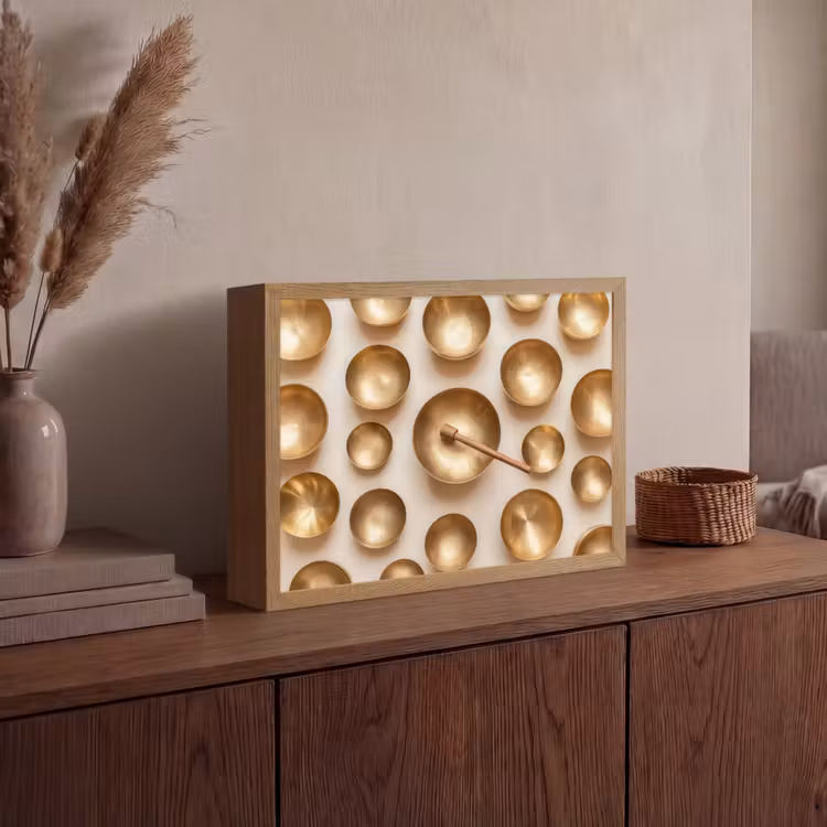 Symmetrisch - Goud - Brons - Balans Light Box met batterij (Wandlamp) middel -sfeer2