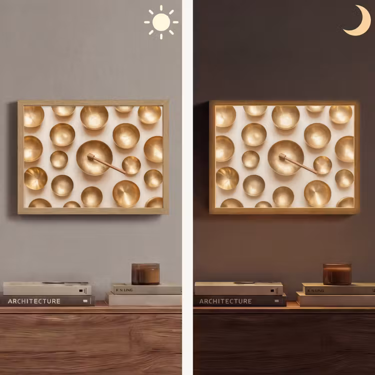 Symmetrisch - Goud - Brons - Balans Light Box met batterij (Wandlamp) middel -sfeer3