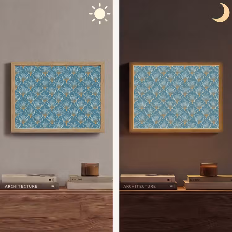 Symmetrisch - Patroon - Blauw Light Box met batterij (Wandlamp) middel 907 -sfeer3