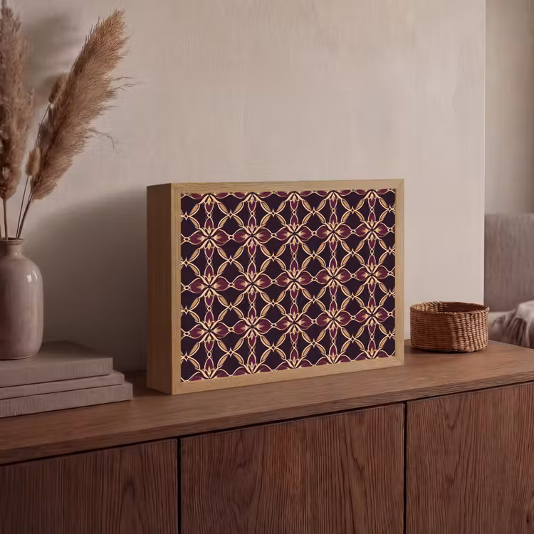 Symmetrisch - Tegel - Burgundy Light Box met batterij (Wandlamp) middel 907 -sfeer2