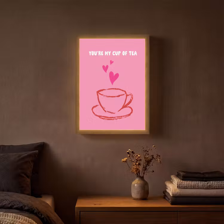 Thee - Roze - Valentijn - Tekst Light Box met batterij (Wandlamp) middel -sfeer4