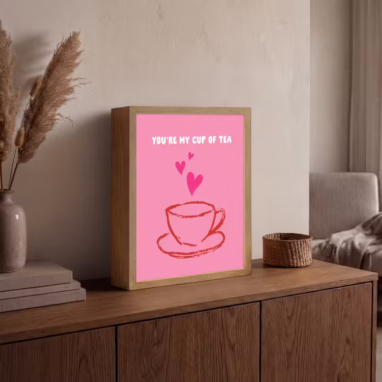 Thee - Roze - Valentijn - Tekst Light Box met batterij (Wandlamp) middel -sfeer2