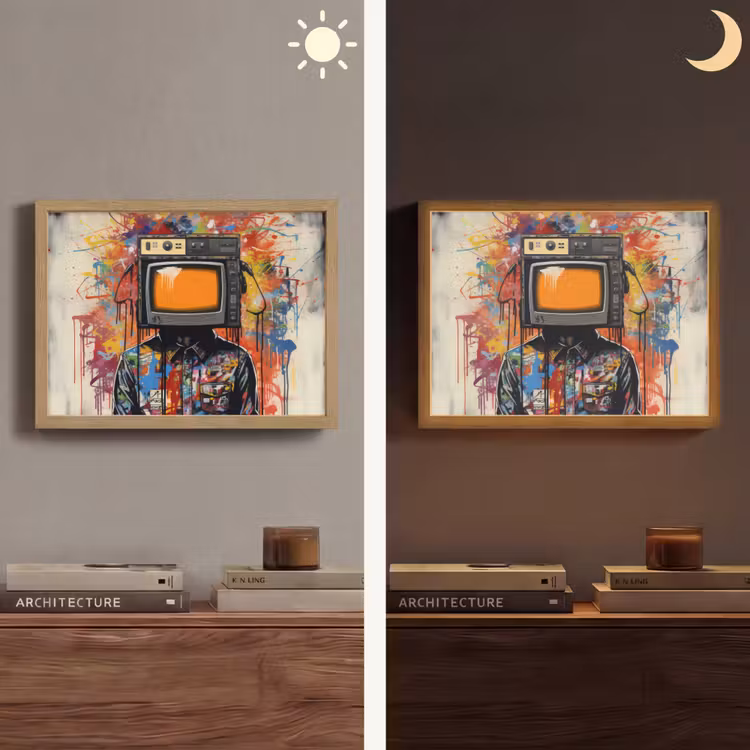 Televisie - Graffiti - Mens - Kleuren Light Box met batterij (Wandlamp) middel -sfeer3