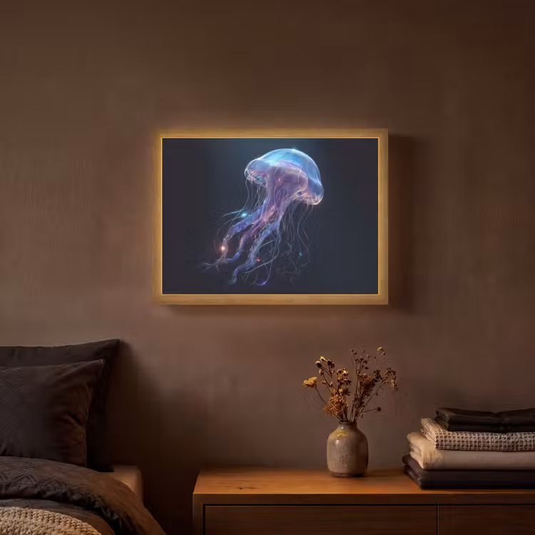 Tentakels - Kwal - Paars - Sprankeling Light Box met batterij (Wandlamp) middel -sfeer4