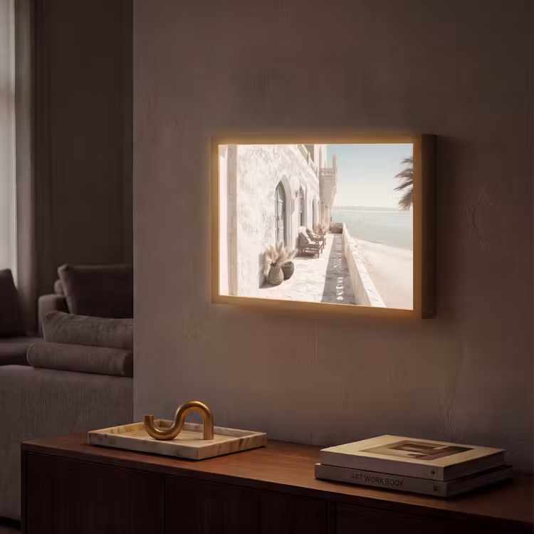 Terras - Stoelen - Strand - Beige Light Box met batterij (Wandlamp) middel -sfeer1