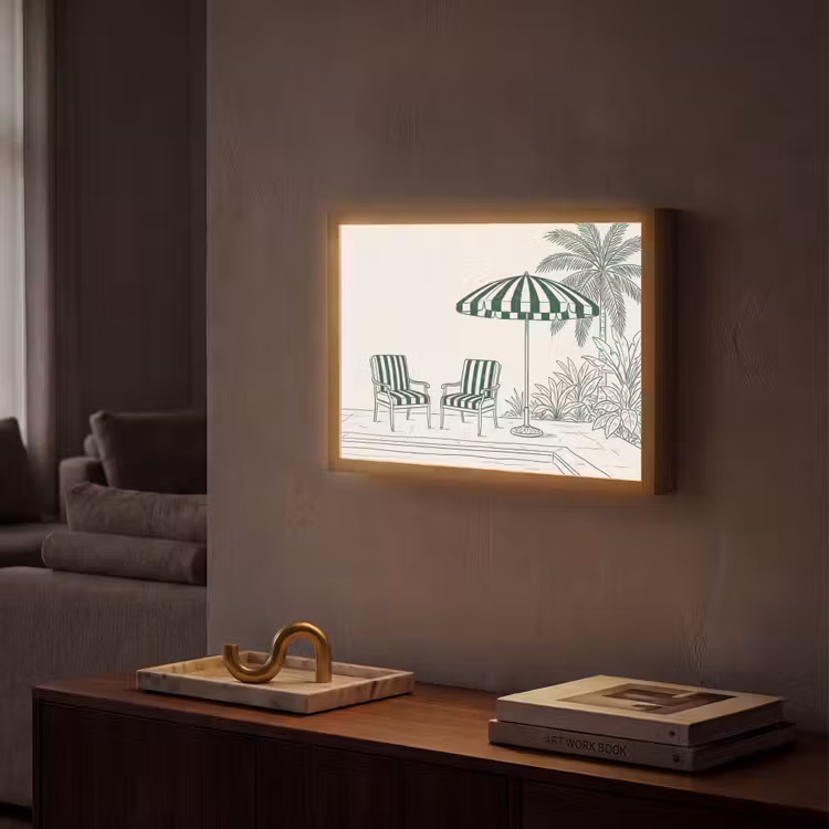 Terras - Illustratie - Groen Light Box met batterij (Wandlamp) middel -sfeer1