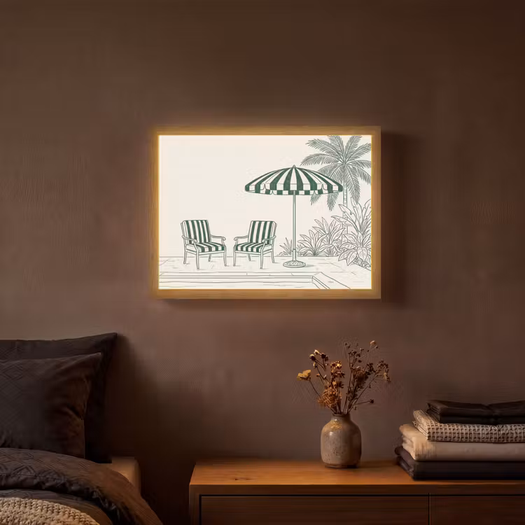 Terras - Illustratie - Groen Light Box met batterij (Wandlamp) middel -sfeer4