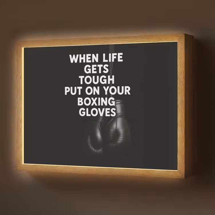 Tekst - Bokshandschoenen - Wit Light Box met batterij (Wandlamp) middel -z3d_website