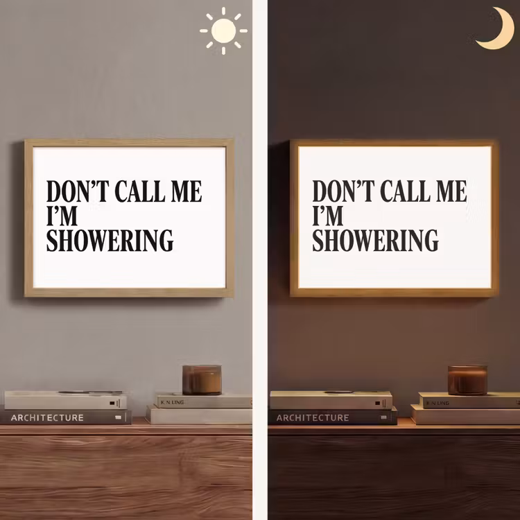 Tekst - Modern - Zwart - Wit Light Box met batterij (Wandlamp) middel -sfeer3