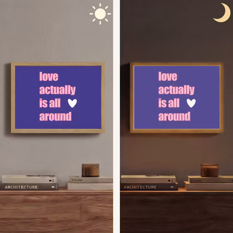 Tekst - Valentijn - Love - Blauw Light Box met batterij (Wandlamp) middel -sfeer3