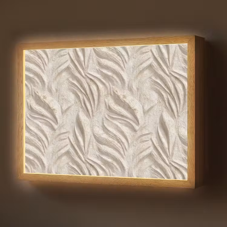 Textuur - Reliëf - Beige Light Box met batterij (Wandlamp) middel 907 -z3d_website