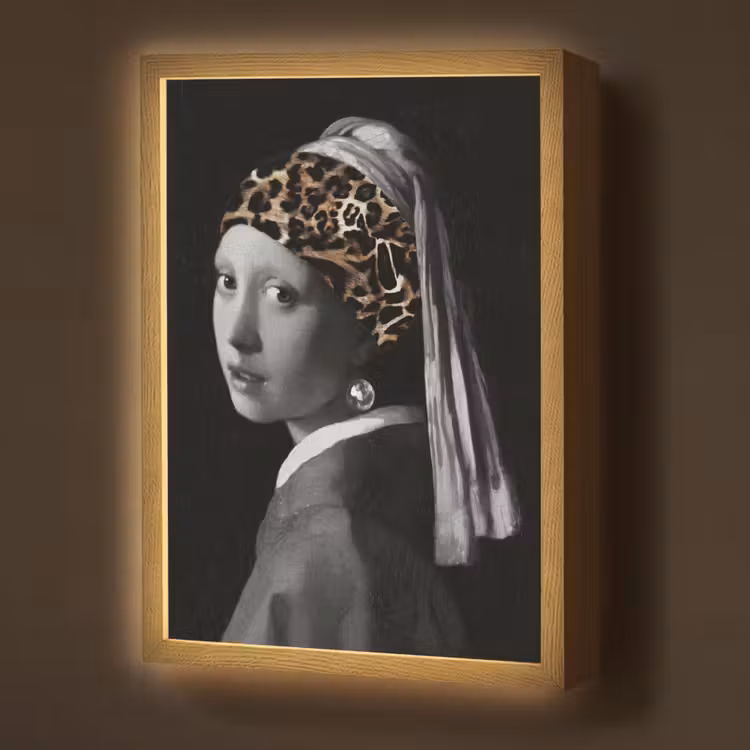 Het meisje met de parel - Johannes Vermeer - Panterprint Light Box met batterij (Wandlamp) middel -z3d_website