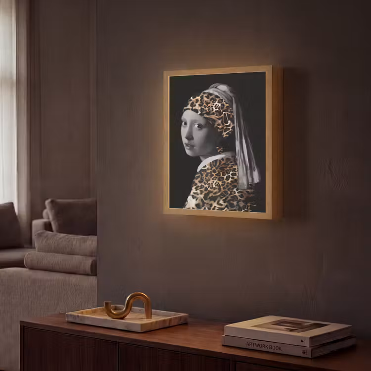 Het meisje met de parel - Johannes Vermeer - Panterprint Light Box met batterij (Wandlamp) middel -sfeer1