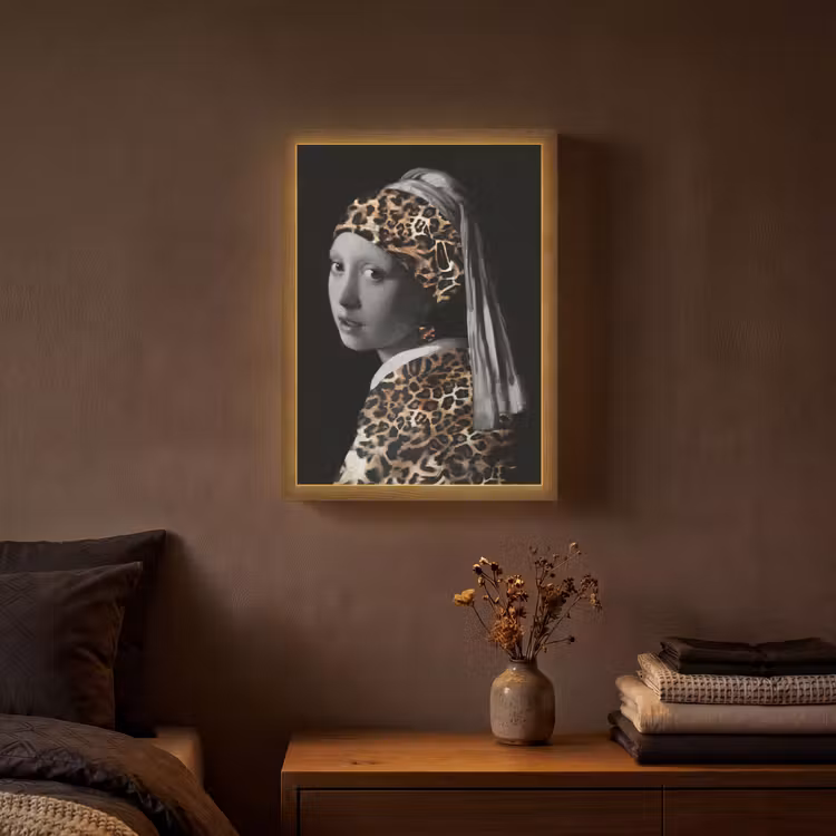 Het meisje met de parel - Johannes Vermeer - Panterprint Light Box met batterij (Wandlamp) middel -sfeer4