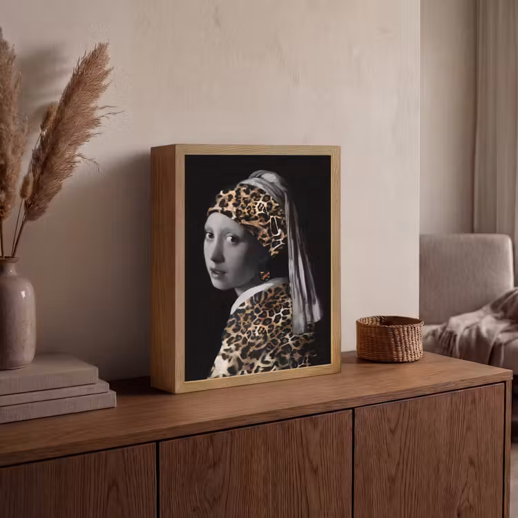 Het meisje met de parel - Johannes Vermeer - Panterprint Light Box met batterij (Wandlamp) middel -sfeer2