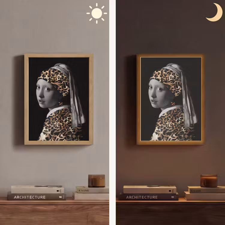 Het meisje met de parel - Johannes Vermeer - Panterprint Light Box met batterij (Wandlamp) middel -sfeer3