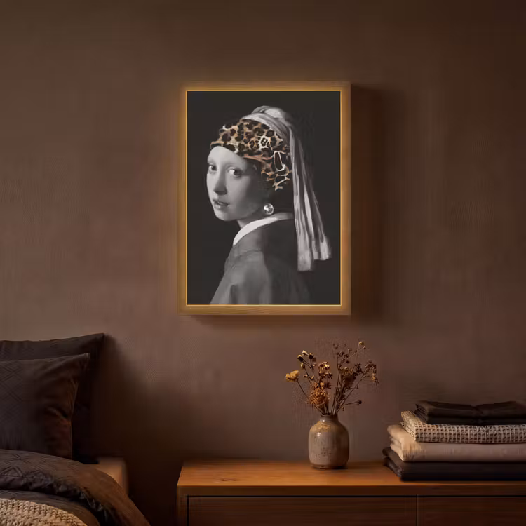 Het meisje met de parel - Johannes Vermeer - Panterprint Light Box met batterij (Wandlamp) middel -sfeer4