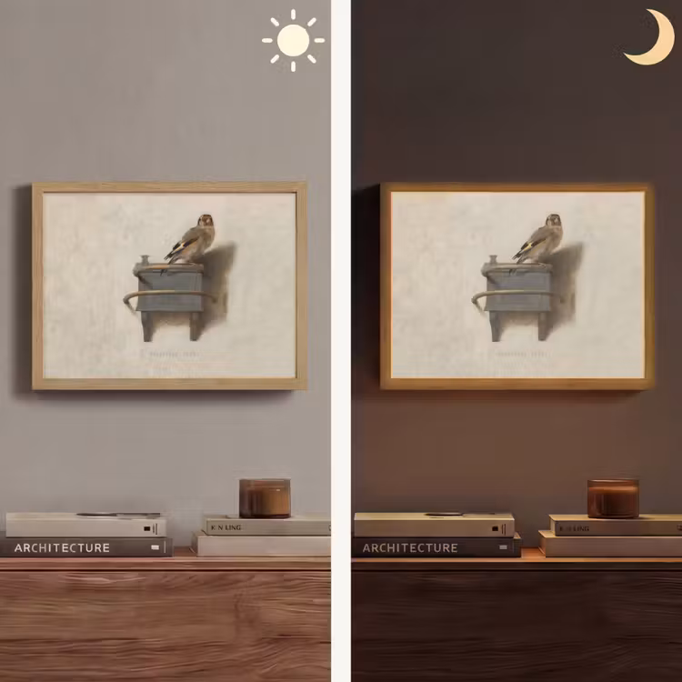 Het Puttertje - Schilderij - Fabricius - Oude Meester Light Box met batterij (Wandlamp) middel -sfeer3