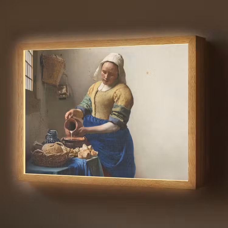 Het melkmeisje - Kunst - Oude meesters - Vermeer Light Box met batterij (Wandlamp) middel -z3d_website