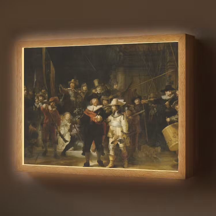 De Nachtwacht - Kunst - Oude meesters - Rembrandt Light Box met batterij (Wandlamp) middel -z3d_website
