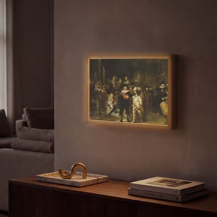 De Nachtwacht - Kunst - Oude meesters - Rembrandt Light Box met batterij (Wandlamp) middel -sfeer1