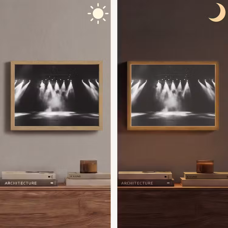 Theaterzaal - Mist - Spotlights - Zwart Light Box met batterij (Wandlamp) middel -sfeer3
