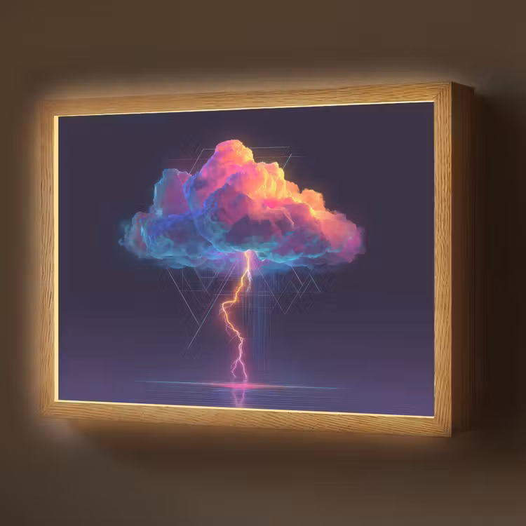 Donderwolk - Bliksemschicht - Licht - Blauw Light Box met batterij (Wandlamp) middel -z3d_website
