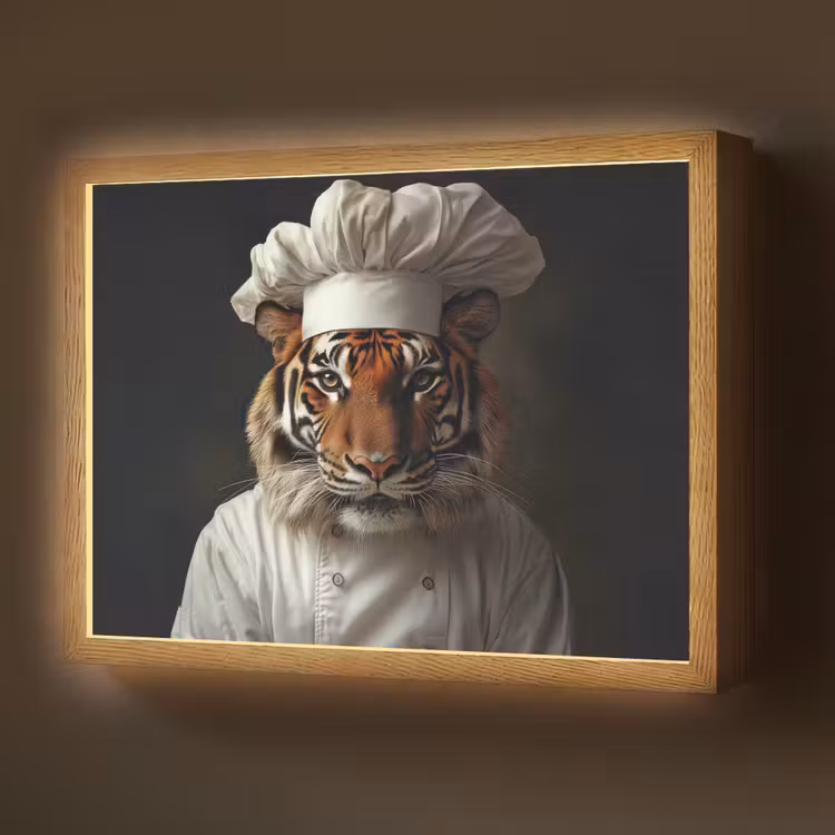 Tijger - Kokskleding - Bruin Light Box met batterij (Wandlamp) middel -z3d_website