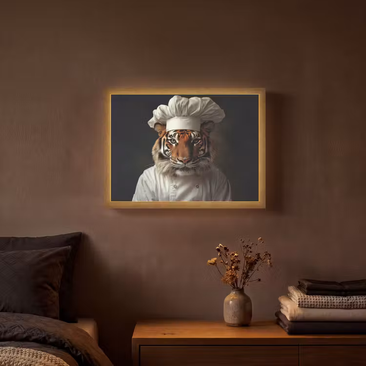 Tijger - Kokskleding - Bruin Light Box met batterij (Wandlamp) middel -sfeer4