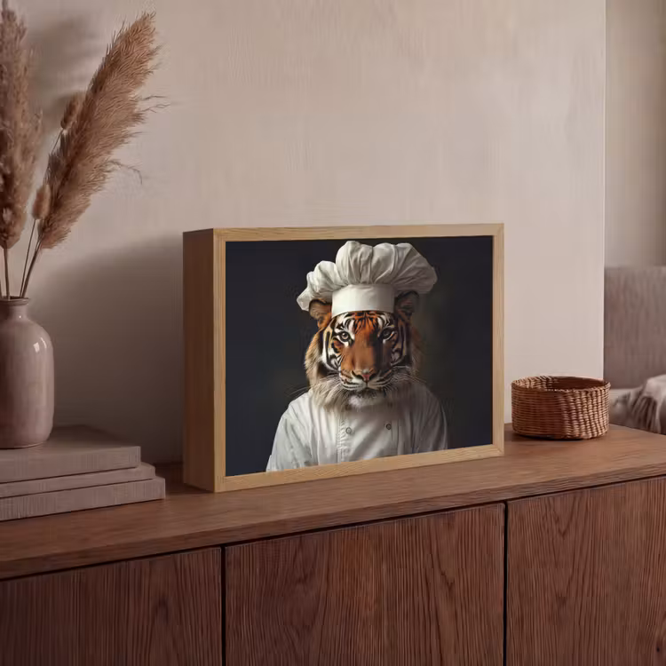 Tijger - Kokskleding - Bruin Light Box met batterij (Wandlamp) middel -sfeer2