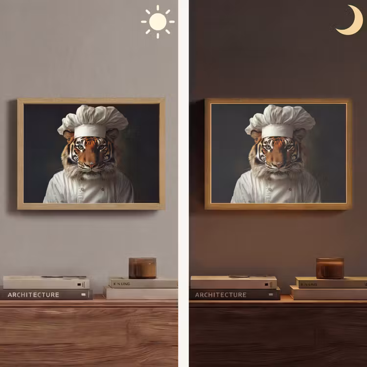 Tijger - Kokskleding - Bruin Light Box met batterij (Wandlamp) middel -sfeer3