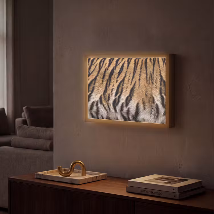 Tijgervacht - Klassiek - Zwart Light Box met batterij (Wandlamp) middel -sfeer1