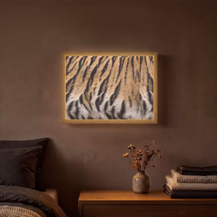 Tijgervacht - Klassiek - Zwart Light Box met batterij (Wandlamp) middel -sfeer4