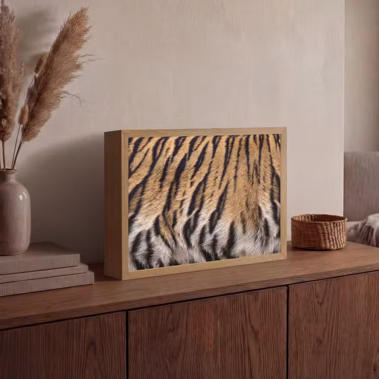 Tijgervacht - Klassiek - Zwart Light Box met batterij (Wandlamp) middel -sfeer2