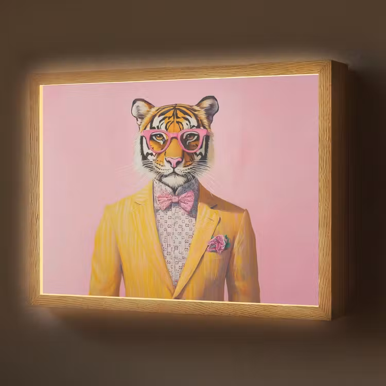 Tijger - Bril - Geel - Jasje Light Box met batterij (Wandlamp) middel -z3d_website