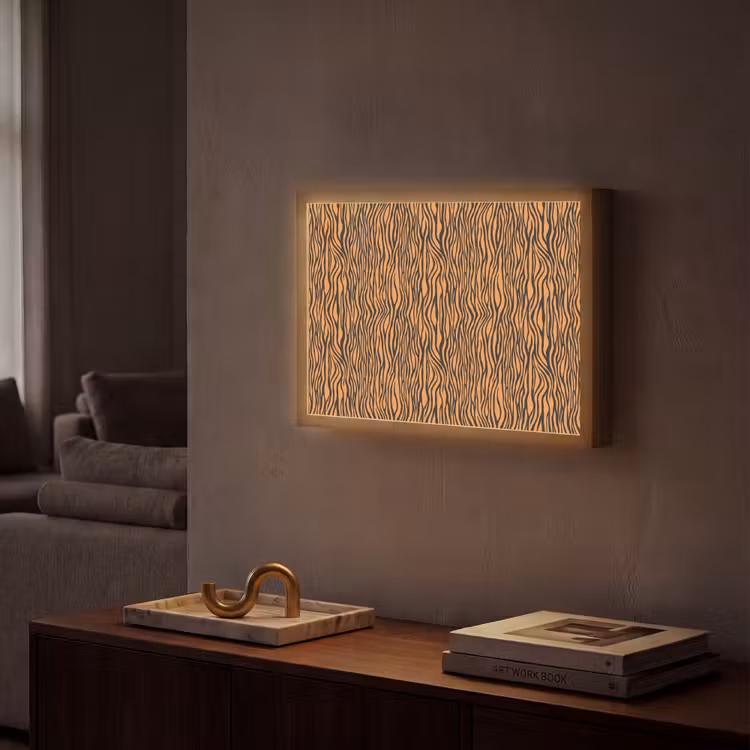 Tijger - Oranje - Patroon - Strepen Light Box met batterij (Wandlamp) middel 907 -sfeer1