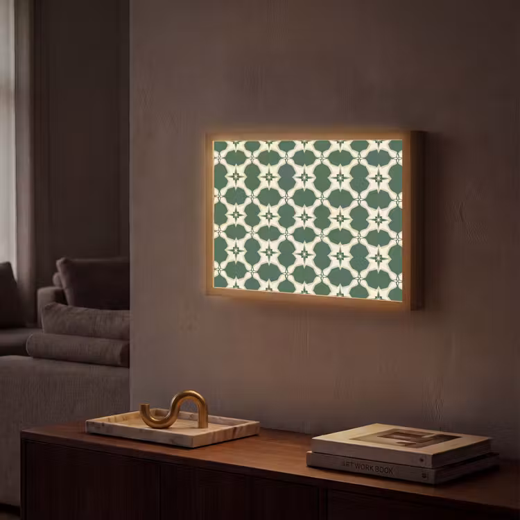 Tegel - Klassiek - Groen Light Box met batterij (Wandlamp) middel 907 -sfeer1