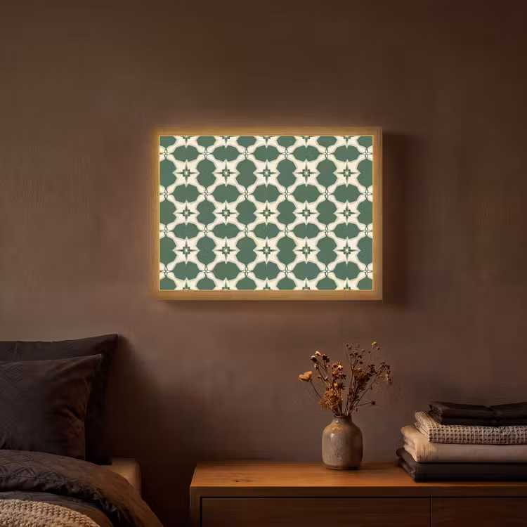 Tegel - Klassiek - Groen Light Box met batterij (Wandlamp) middel 907 -sfeer4